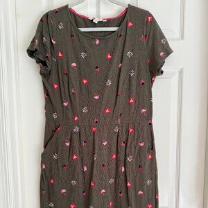 Boden Jersey Dress, Olive Green Floral size 12